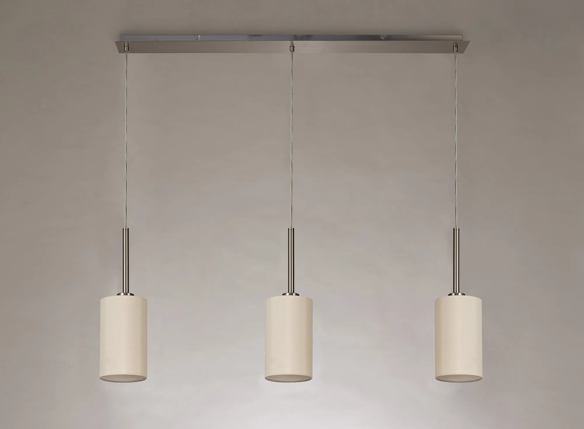 Baymont 12cm Shade 3 Light Pendant Satin Nickel, Ivory Pearl DK0776  Deco Baymont SN IV